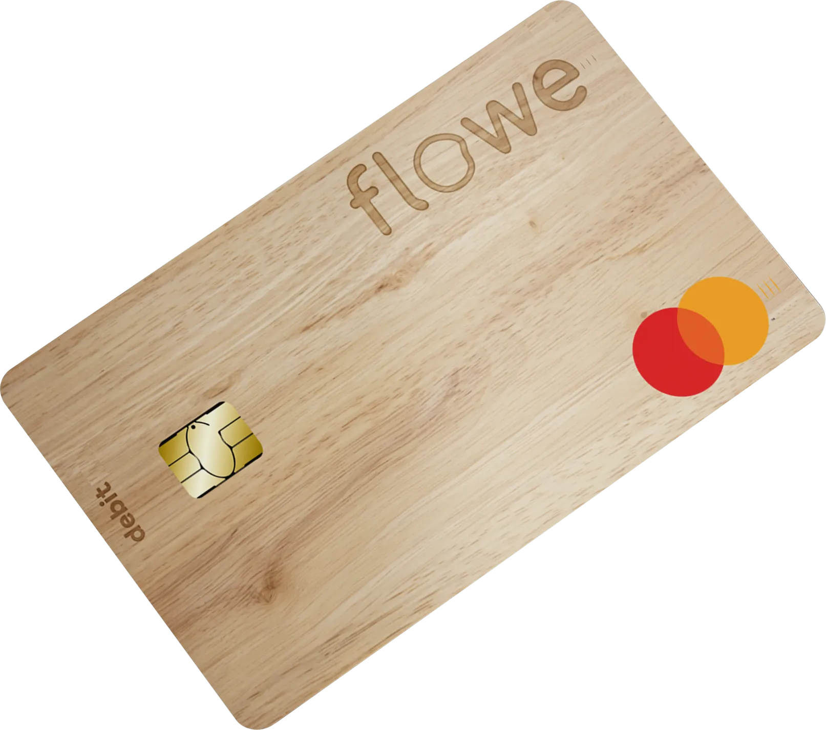 Carta di debito in legno del conto online Flowe